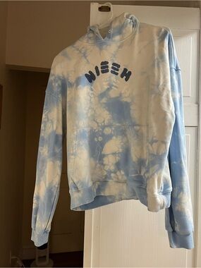 Tie-Dye Blue & White Pullover Hoodie